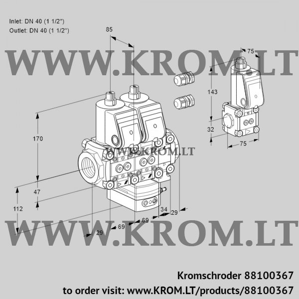 Kromschroder VCG 2E40R/40R05NGEVWR3/PPPP/PPZS, 88100367 air/gas ratio control, 88100367