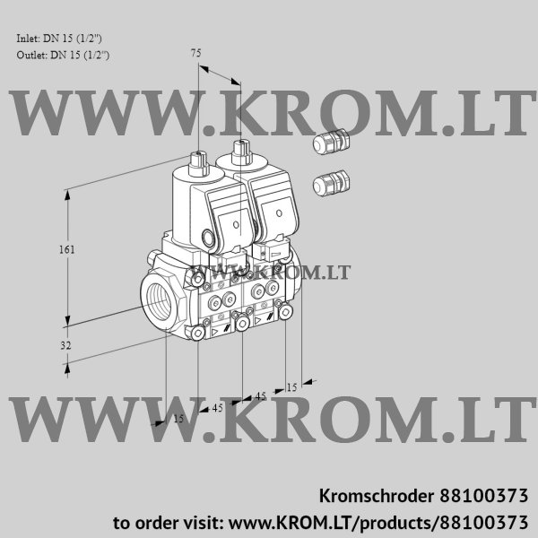 Kromschroder VCS 1E15R/15R05NNKGR3/PPPP/PPPP, 88100373 double solenoid valve, 88100373