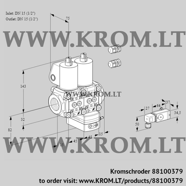 Kromschroder VCG 1E15R/15R05NGEWL3/PPPP/2--3, 88100379 air/gas ratio control, 88100379