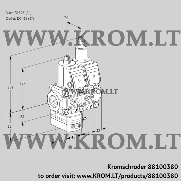 Kromschroder VCD 1E25R/25R05D-25LQR/PPPP/PPPP, 88100380 pressure regulator, 88100380