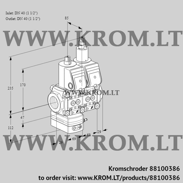 Kromschroder VCD 2E40R/40R05D-25LQR/PPPP/PPPP, 88100386 pressure regulator, 88100386