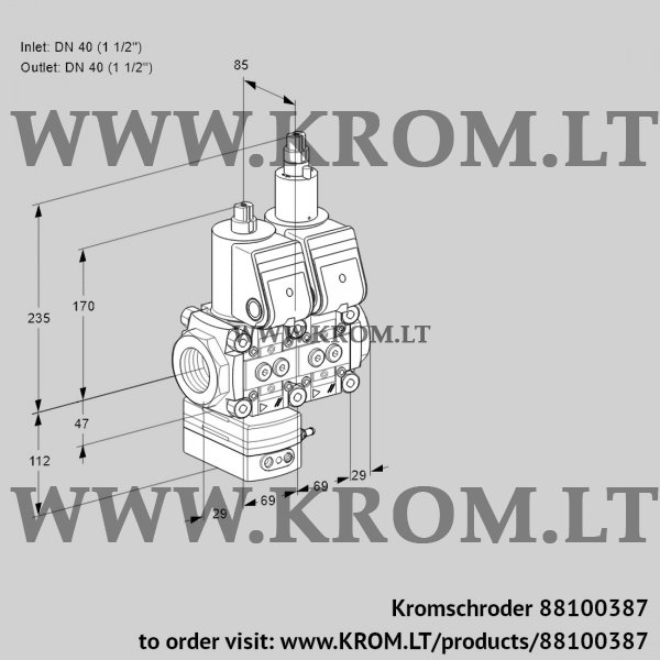 Kromschroder VCD 2E40R/40R05D-25LWR/PPPP/PPPP, 88100387 pressure regulator, 88100387
