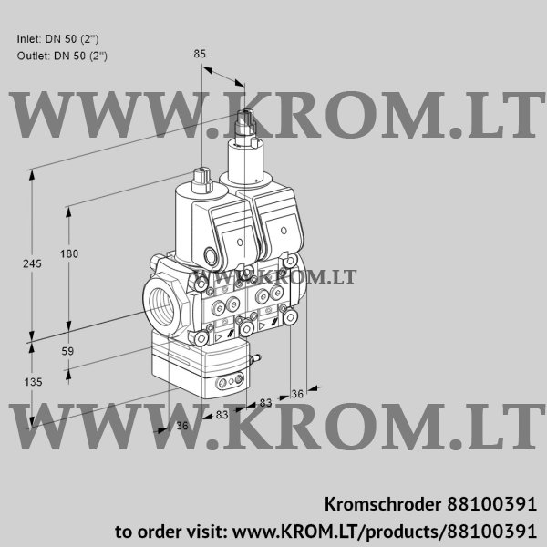 Kromschroder VCD 3E50R/50R05D-25LWR/PPPP/PPPP, 88100391 pressure regulator, 88100391