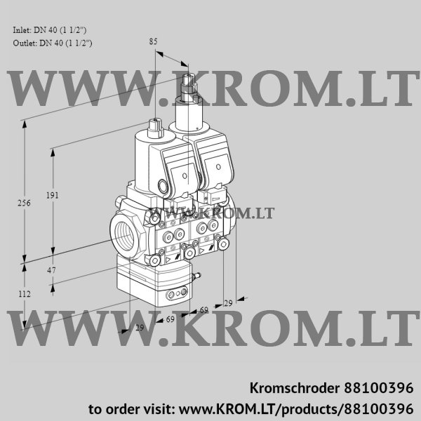 Kromschroder VCD 2E40R/40R05D-25LQSR/PPPP/PPPP, 88100396 pressure regulator, 88100396