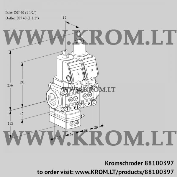 Kromschroder VCD 2E40R/40R05D-25LWSR/PPPP/PPPP, 88100397 pressure regulator, 88100397