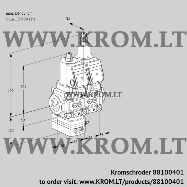 Kromschroder VCD 3E50R/50R05D-25LQSR/PPPP/PPPP, 88100401 pressure regulator, 88100401