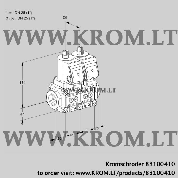 Kromschroder VCS 2E25R/25R05NNWSR/PPPP/PPPP, 88100410 double solenoid valve, 88100410