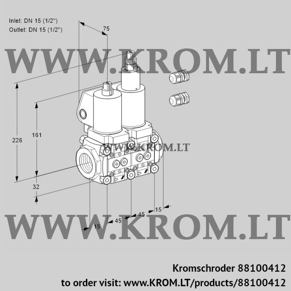 Kromschroder VCS 1E15R/15R05NLKGL3/PPPP/PPPP, 88100412 double solenoid valve, 88100412