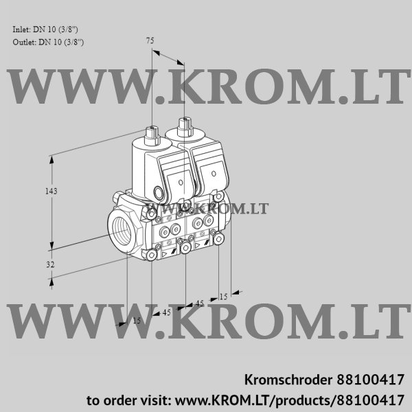 Kromschroder VCS 1T10N/10N05NNQR/PPPP/PPPP, 88100417 double solenoid valve, 88100417