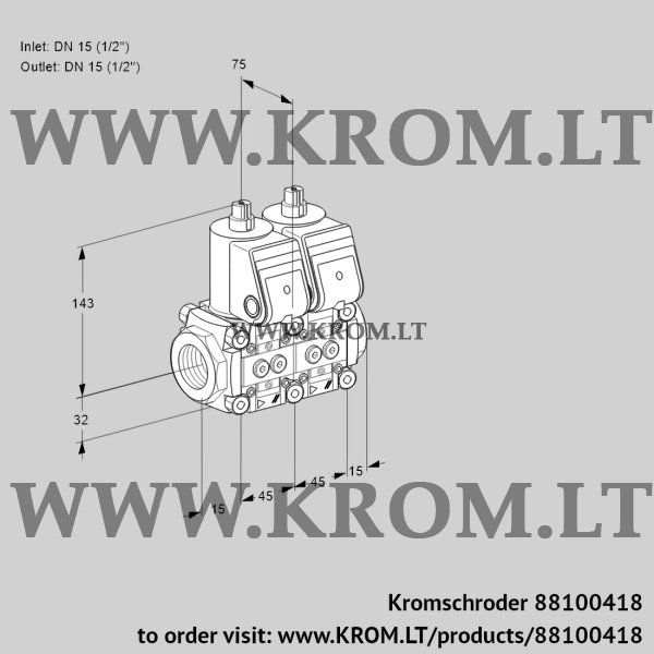 Kromschroder VCS 1T15N/15N05NNQR/PPPP/PPPP, 88100418 double solenoid valve, 88100418