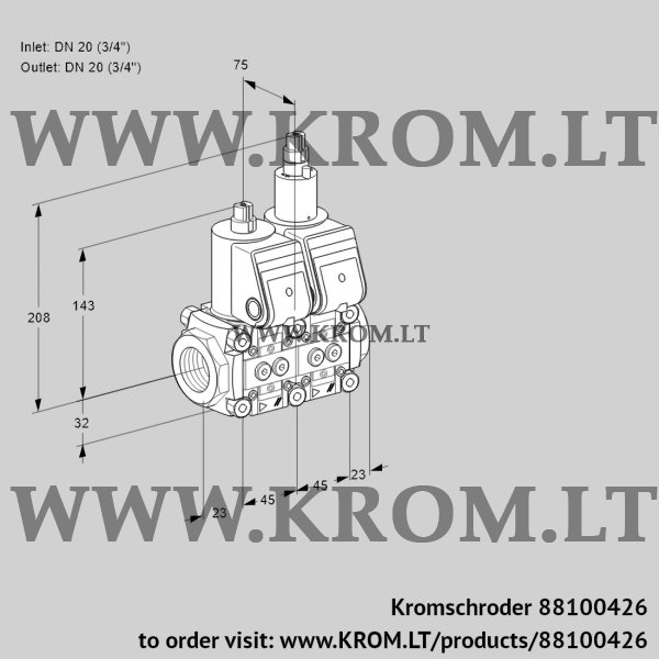 Kromschroder VCS 1T20N/20N05NLQR/PPPP/PPPP, 88100426 double solenoid valve, 88100426