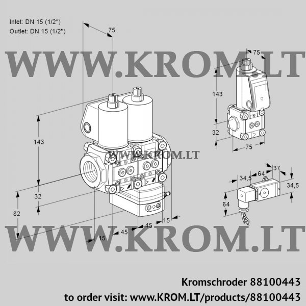 Kromschroder VCD 1T15N/15N05ND-100QL/PPZS/2--3, 88100443 pressure regulator, 88100443