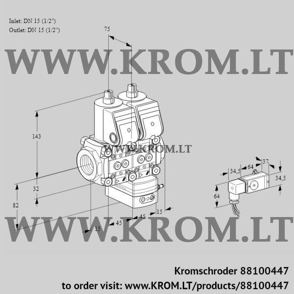 Kromschroder VCG 1T15N/15N05NGAQR/PPPP/2-PP, 88100447 air/gas ratio control, 88100447