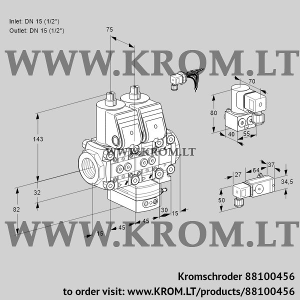 Kromschroder VCG 1E15R/15R05NGKVWR/3--3/PPBY, 88100456 air/gas ratio control, 88100456