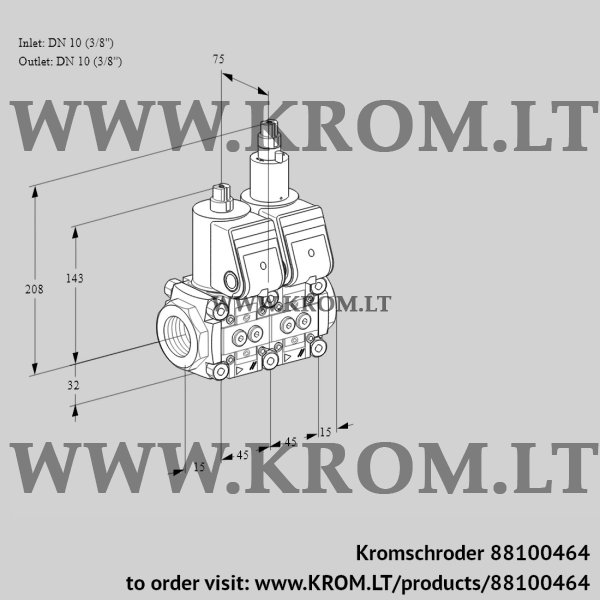 Kromschroder VCS 1E10R/10R05NLWR/PPPP/PPPP, 88100464 double solenoid valve, 88100464