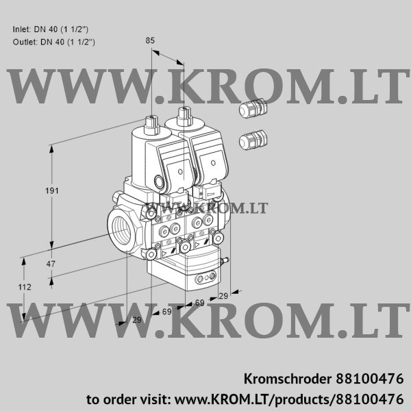 Kromschroder VCV 2E40R/40R05NVKQSR3/PPPP/PPPP, 88100476 air/gas ratio control, 88100476