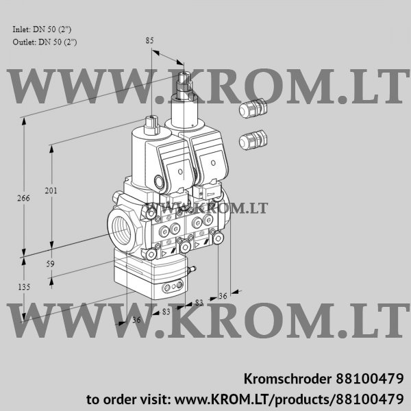 Kromschroder VCD 3E50R/50R05D-25LWSR3/PPPP/PPPP, 88100479 pressure regulator, 88100479