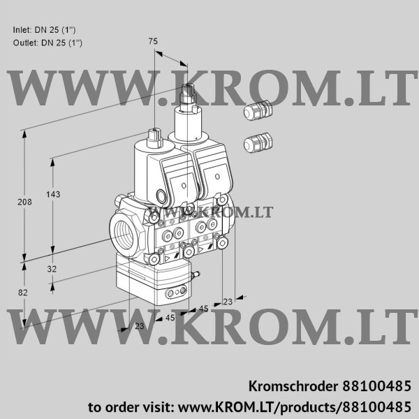 Kromschroder VCD 1E25R/25R05D-25LQR3/PPPP/PPPP, 88100485 pressure regulator, 88100485