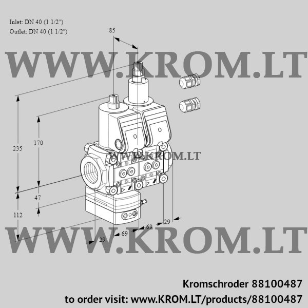 Kromschroder VCD 2E40R/40R05D-25LQR3/PPPP/PPPP, 88100487 pressure regulator, 88100487