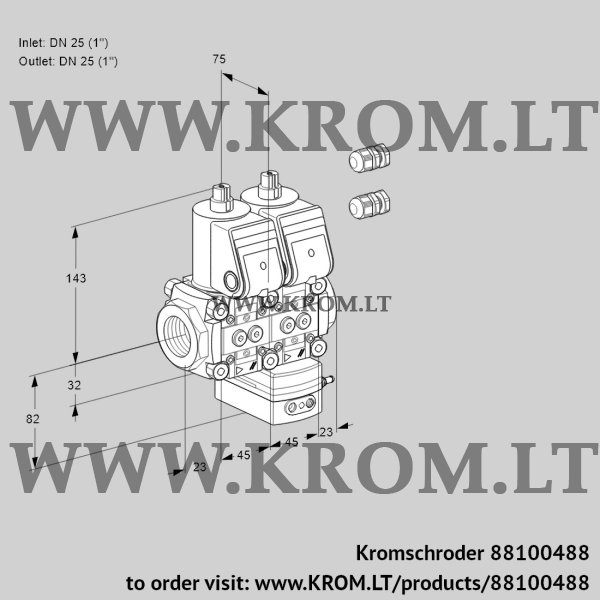 Kromschroder VCV 1E25R/25R05NVKWR3/PPPP/PPPP, 88100488 air/gas ratio control, 88100488