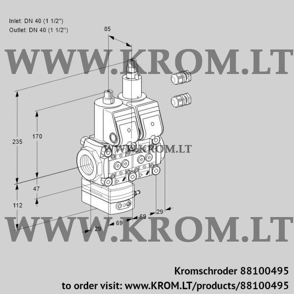 Kromschroder VCD 2E40R/40R05D-25LWR3/PPPP/PPPP, 88100495 pressure regulator, 88100495