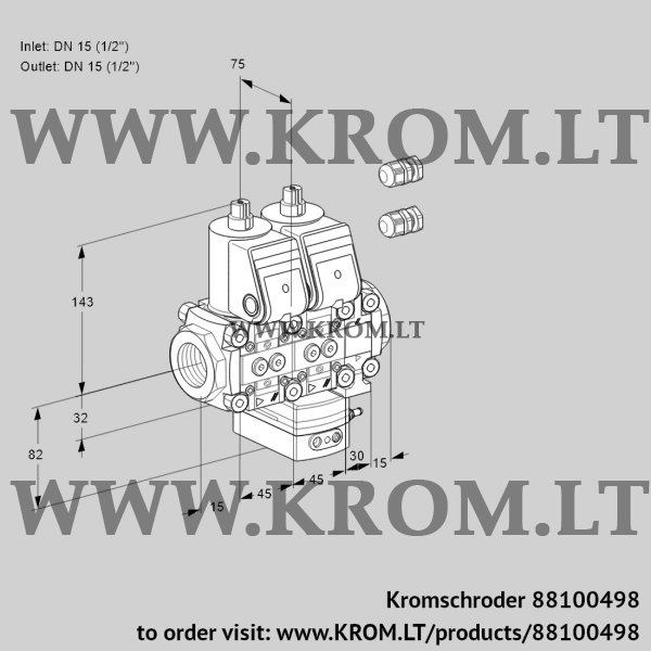 Kromschroder VCH 1E15R/15R05NHEVWR3/PPPP/PPPP, 88100498 flow rate regulator, 88100498