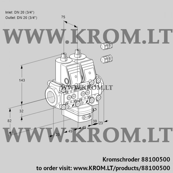 Kromschroder VCH 1E20R/20R05NHEVWR3/PPPP/PPPP, 88100500 flow rate regulator, 88100500