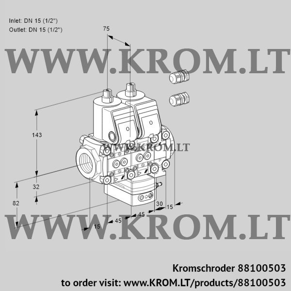 Kromschroder VCH 1E15R/15R05NHEVQR3/PPPP/PPPP, 88100503 flow rate regulator, 88100503