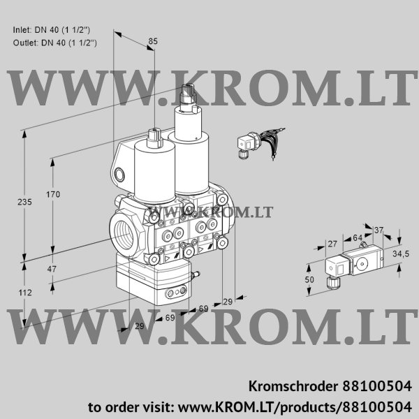 Kromschroder VCV 2E40R/40R05VKLWL/PPPP/2-PP, 88100504 air/gas ratio control, 88100504