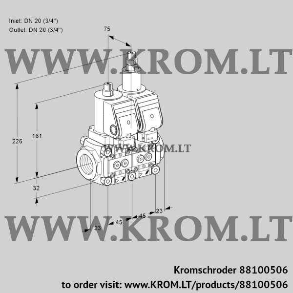 Kromschroder VCS 1T20N/20N05NLQSR/PPPP/PPPP, 88100506 double solenoid valve, 88100506