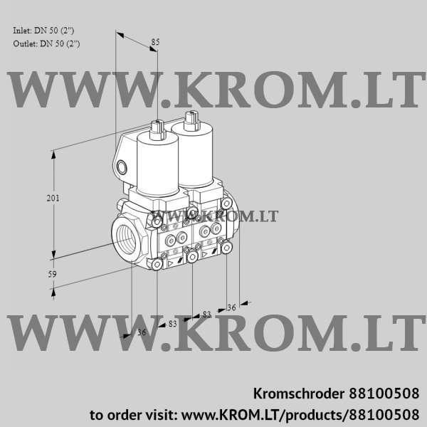 Kromschroder VCS 3E50R/50R05NNQGL/PPPP/PPPP, 88100508 double solenoid valve, 88100508