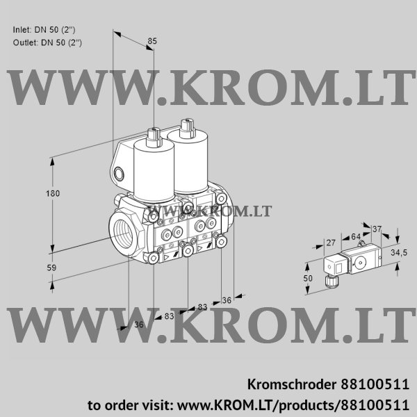 Kromschroder VCS 3E50R/50R05NNWL/PPPP/3--3, 88100511 double solenoid valve, 88100511