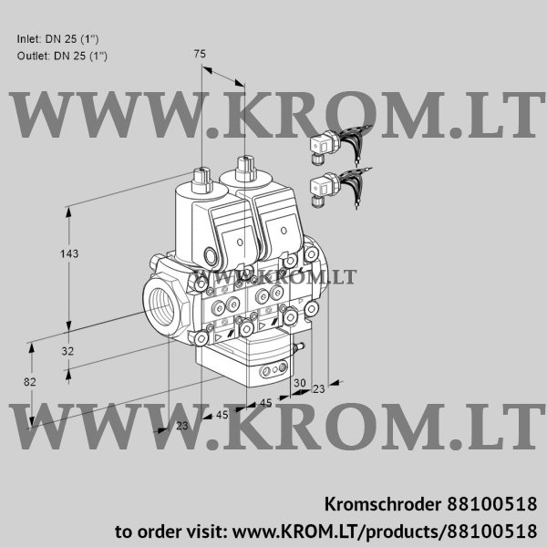 Kromschroder VCH 1E25R/25R05NHEVWR6/PPPP/PPPP, 88100518 flow rate regulator, 88100518