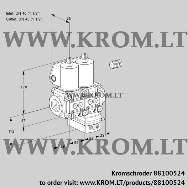 Kromschroder VCG 2E40R/40R05NGEQL/MMPP/PPPP, 88100524 air/gas ratio control, 88100524