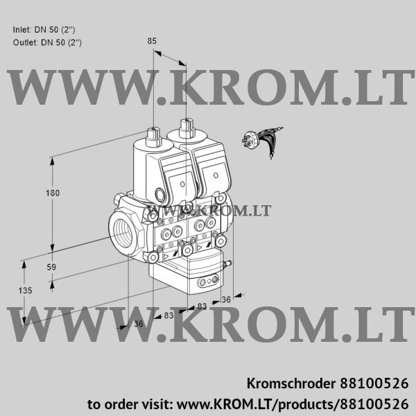 Kromschroder VCH 3E50R/50R05NHEWR/PPPP/PPPP, 88100526 flow rate regulator, 88100526