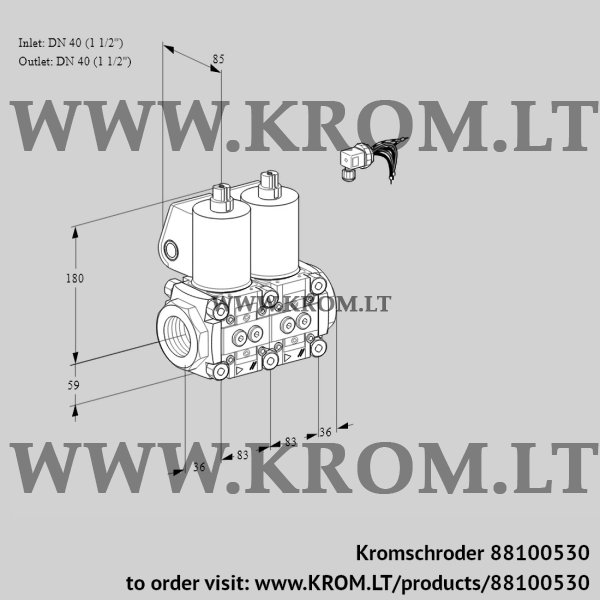 Kromschroder VCS 3E40R/40R05NNKL/PPPP/PPPP, 88100530 double solenoid valve, 88100530