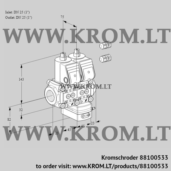 Kromschroder VCG 1E25R/25R05NGKWR3/PPPP/PPPP, 88100533 air/gas ratio control, 88100533