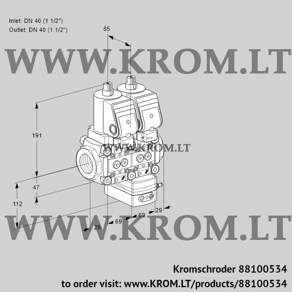 Kromschroder VCD 2T40N/40N05ND-50QSR/PPPP/PPPP, 88100534 pressure regulator, 88100534