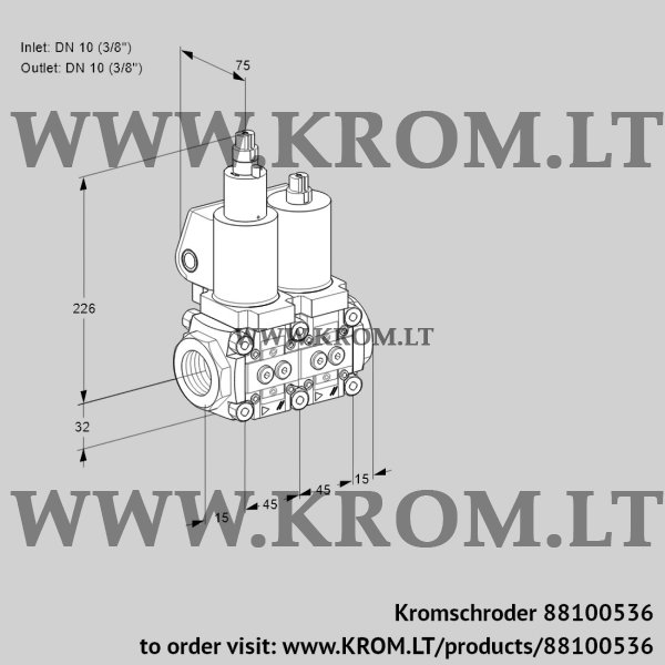 Kromschroder VCS 1T10N/10N05LNQSL/PPPP/PPPP, 88100536 double solenoid valve, 88100536