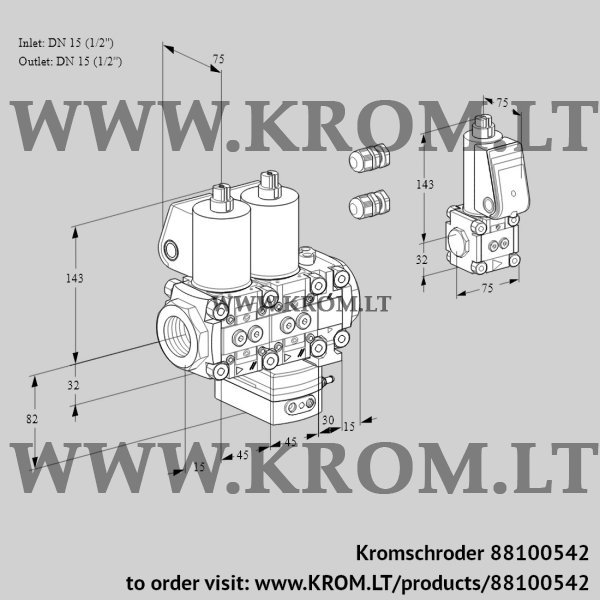 Kromschroder VCG 1E15R/15R05NGEVWL3/PPBS/PPPP, 88100542 air/gas ratio control, 88100542