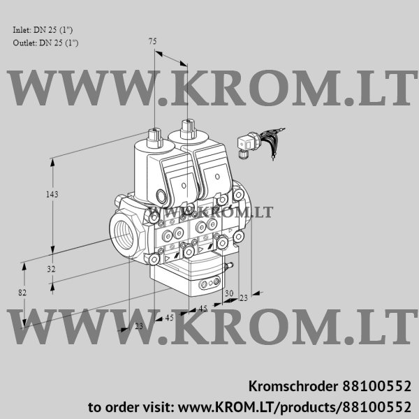 Kromschroder VCH 1E25R/25R05NHEVWR6/PPPP/PPPP, 88100552 flow rate regulator, 88100552