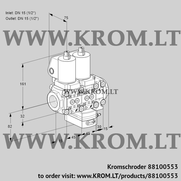 Kromschroder VCH 1T15N/15N05NHAVQSL/PPPP/PPPP, 88100553 flow rate regulator, 88100553