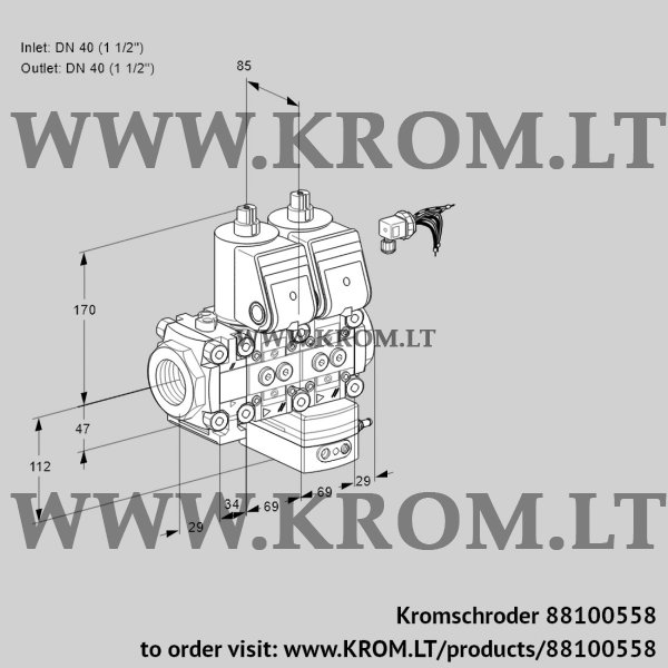 Kromschroder VCV 2E40R/40R05F2NVKWR/PPPP/PPPP, 88100558 air/gas ratio control, 88100558