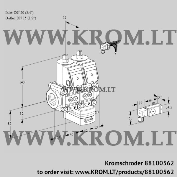 Kromschroder VCG 1E20R/15R05NGEWR/-3PP/PPPP, 88100562 air/gas ratio control, 88100562