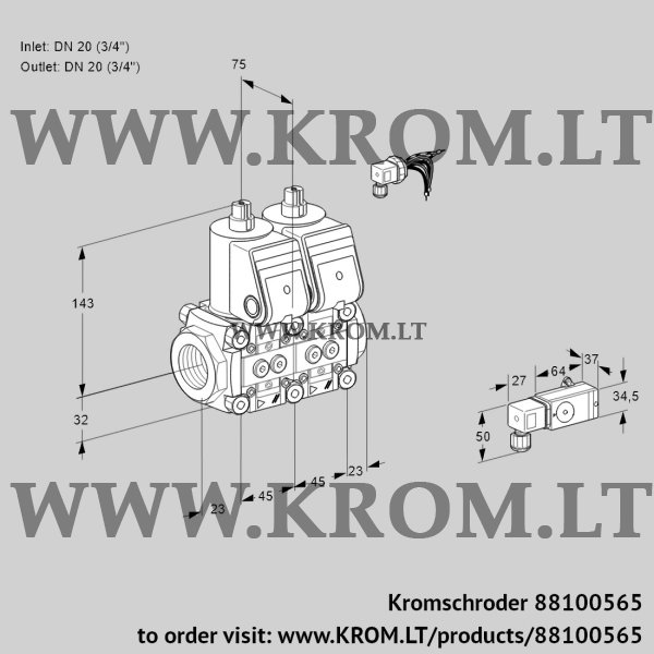 Kromschroder VCS 1E20R/20R05NNKR/1--2/PPPP, 88100565 double solenoid valve, 88100565