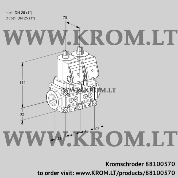 Kromschroder VCS 1T25N/25N05NNQSR/PPPP/PPPP, 88100570 double solenoid valve, 88100570