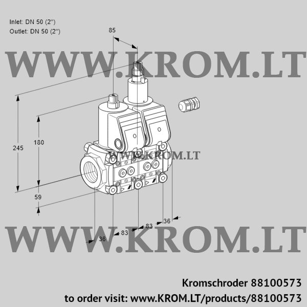 Kromschroder VCS 3E50R/50R05NLWR/PPPP/PPPP, 88100573 double solenoid valve, 88100573