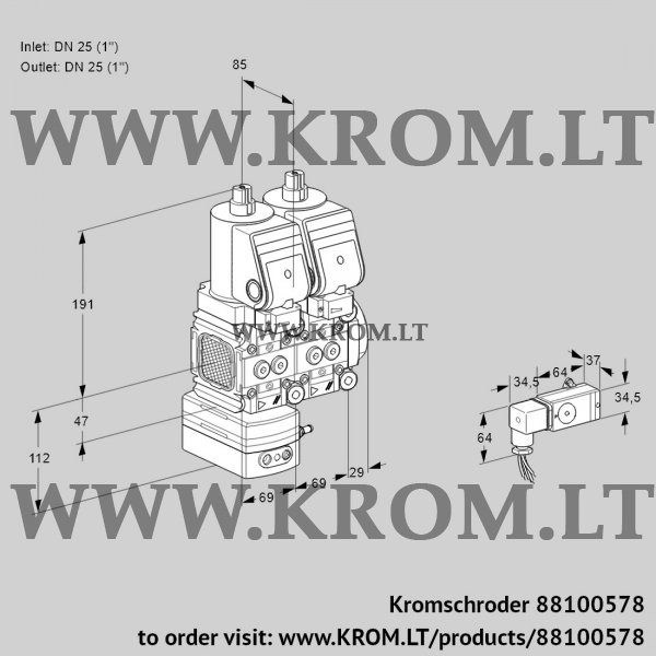 Kromschroder VCD 2T25N/25N05FD-50NQSR/3-PP/PPPP, 88100578 pressure regulator, 88100578