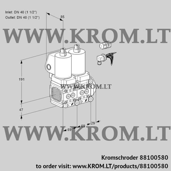 Kromschroder VCS 2E40R/40R05FNNWSL8/PPPP/PPPP, 88100580 double solenoid valve, 88100580