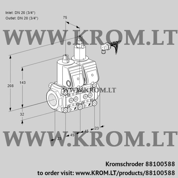 Kromschroder VCS 1E20R/20R05NLWR/PPPP/PPPP, 88100588 double solenoid valve, 88100588